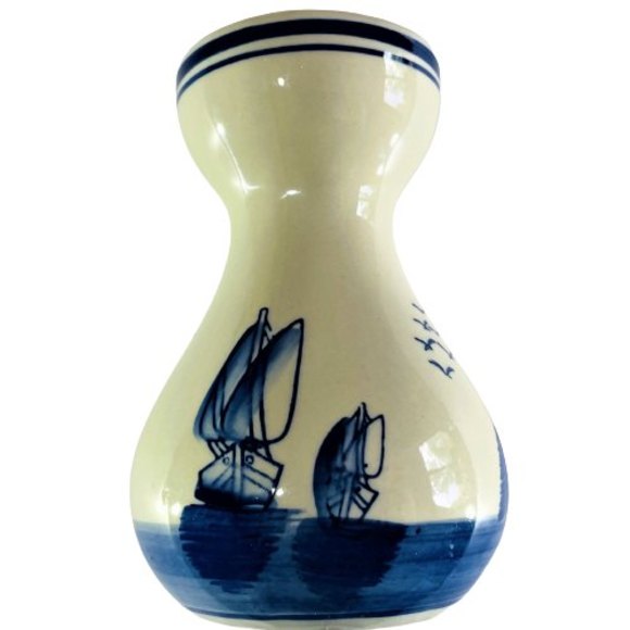 Vintage Dutch Windmill Vase 6" Cobalt Delft Blue Holland Ceramic Flower Vase - Picture 1 of 5